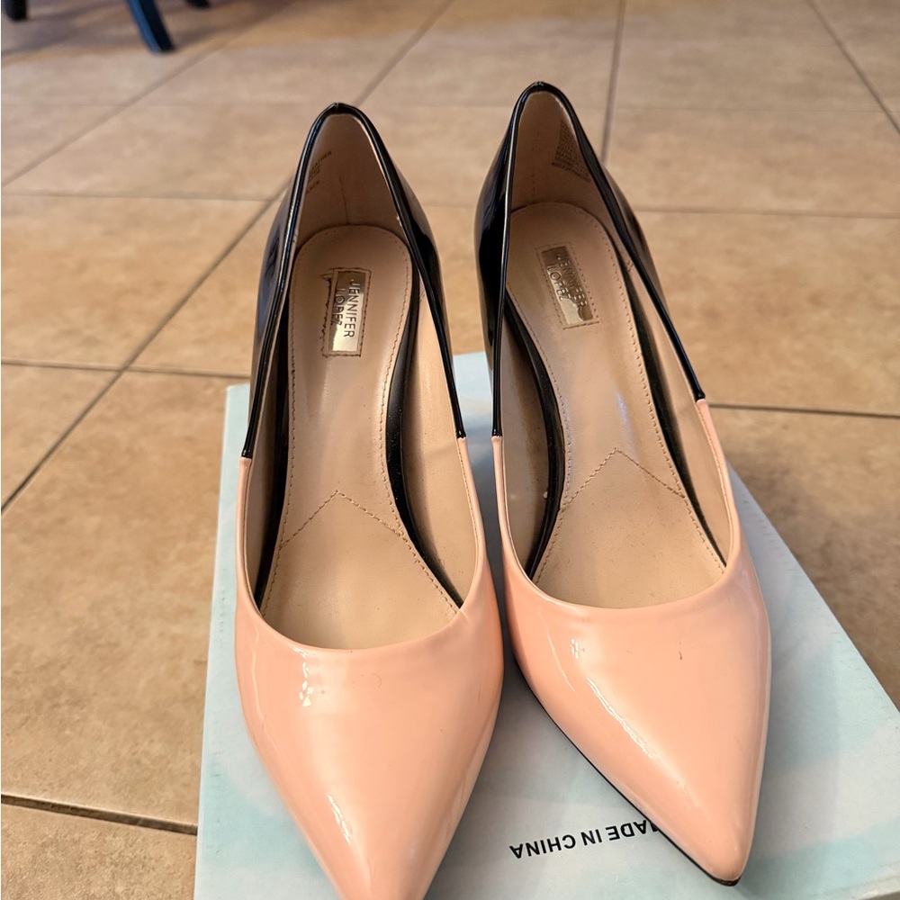 Jennifer Lopez Pink and Black Heels